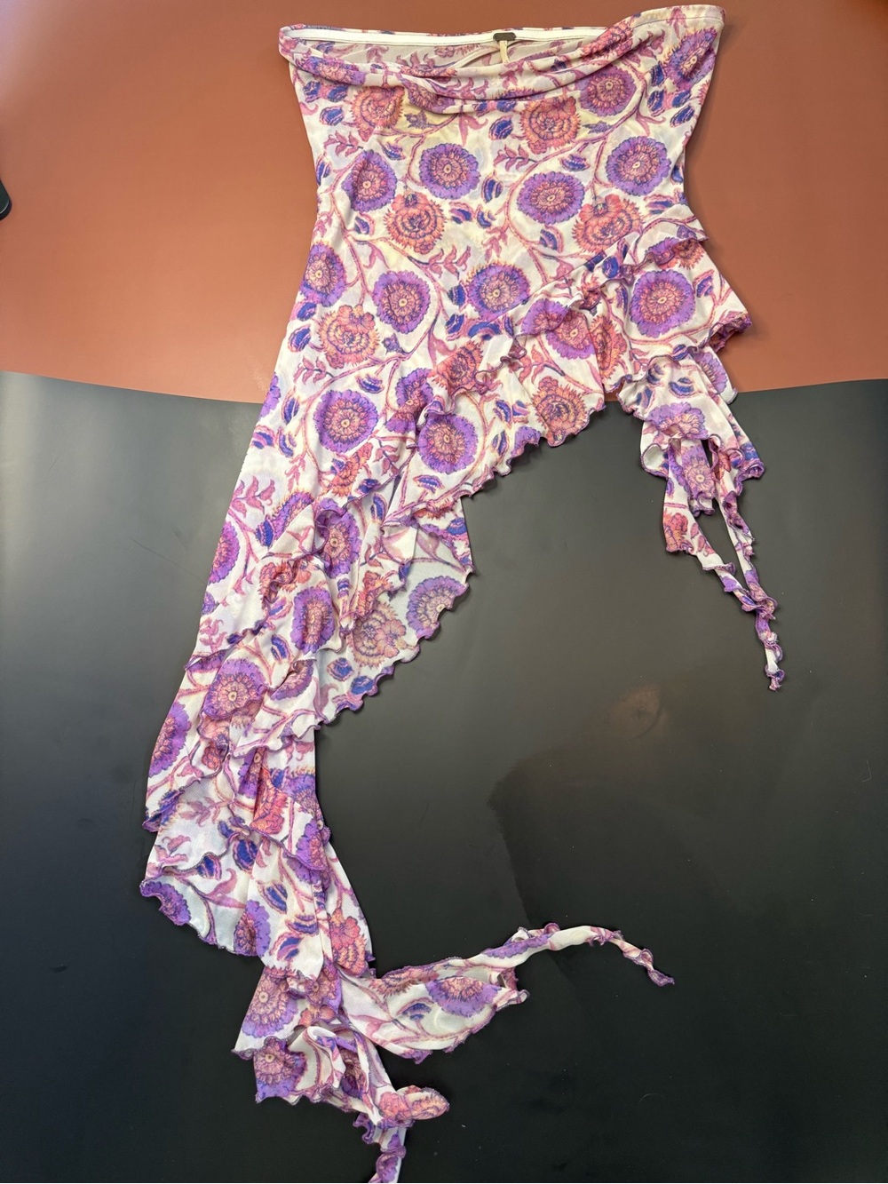Vintage  Purple Floral strapless  top